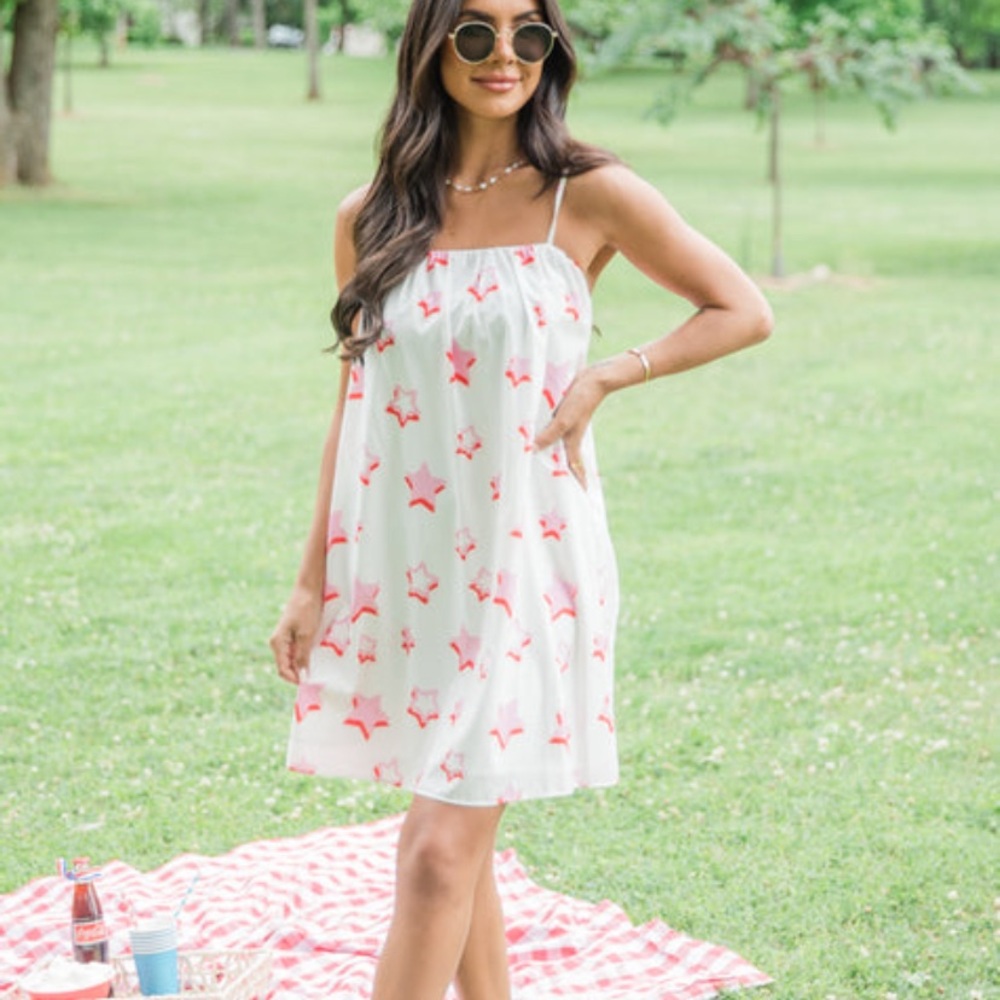 NEW Pink Lily Pink & White Stars Dress
